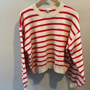 HYFVE Large Button Back Cream/Red‎ Striped Sweater NWOT